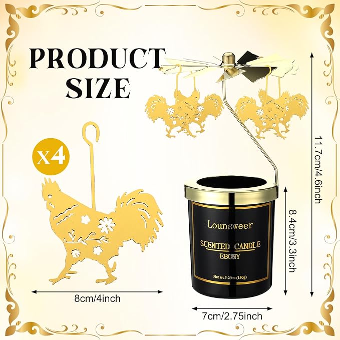 Lounsweer Chicken Gifts for Women Rotating Scented Candle with Rotatable Candle Holder Rooster Gifts for Chicken Lovers Funny Presents for Women Mom Birthday Anniversary Chrismas Festival