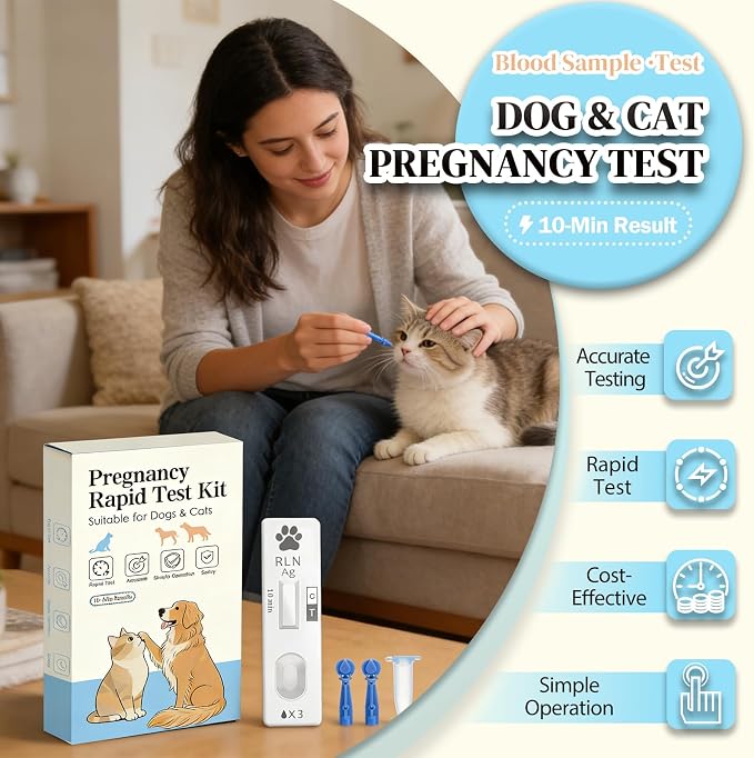 1-Pack Dog & Cat Pregnancy Test Kit – Accurate Blood Test for Early Reproductive Detection, Fast Home Results, Safe Health Monitoring for Pets & Vet Use