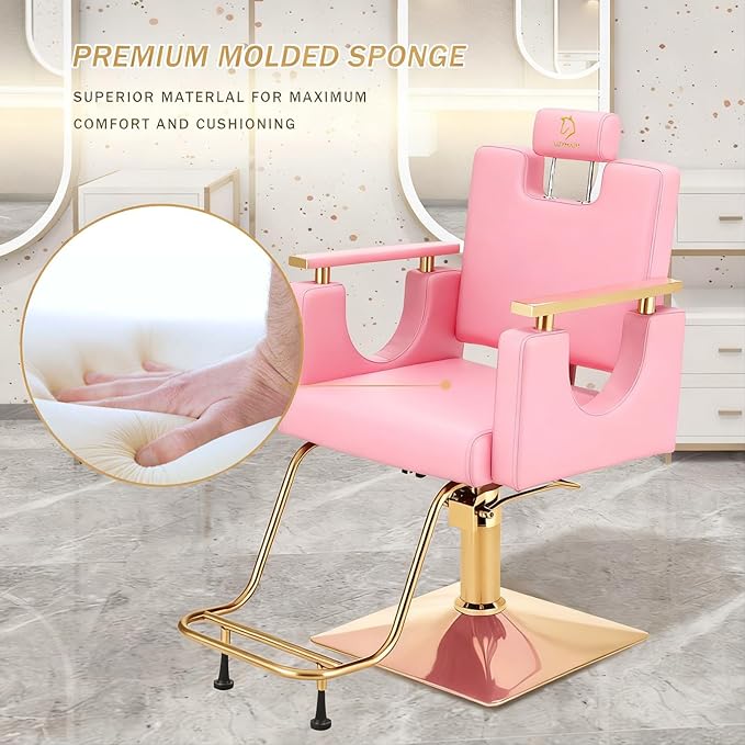 Heavy Duty Barber Chair, 360° Swivel Reclining Salon Chair for Hair Stylist, Height Adjustable Hydraulic Hairdressing Chair with Footrest for Barber Shop, Beauty Salon, Hairdressers