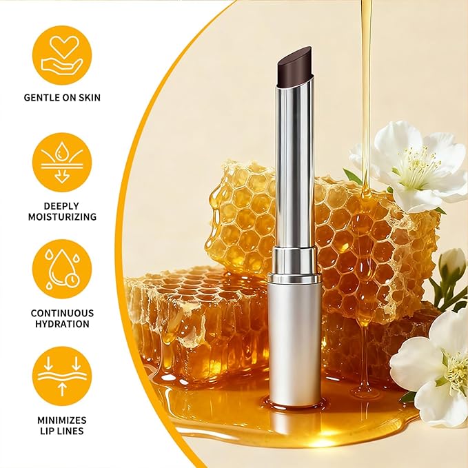 Honey Lip Tinted Lip Balm, Nourishing Hydrating Natural Color, Moisturizing Lip Care for Soft Lips for Daily Use, Enhances Lips with a Subtle Tint, Long Lasting, Lightweight (1PCS Black, Large)