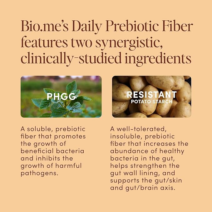 Bio.me Daily Prebiotic Fiber Powder Chocolate - 7g Per Serving - Soluble & Insoluble Fiber Supplement Powder for Women & Men - Digestive Health & Gut Health - GLP-1 Friendly, Sugar Free - 30 Servings