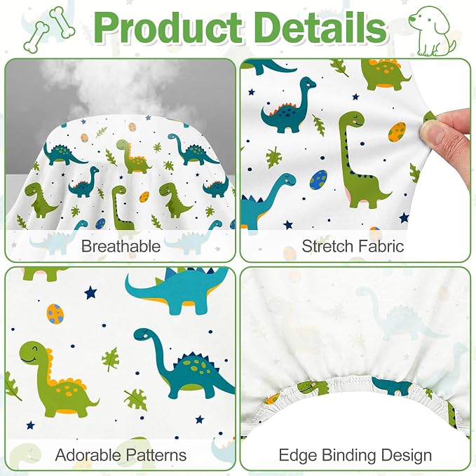 Dog Pajamas for Small Medium Dogs Pjs Green Dinosaurs Dog Onesie Breathable Puppy Pj Pet Stretchy Soft Sleepwear for Spring Summer Costume-XL
