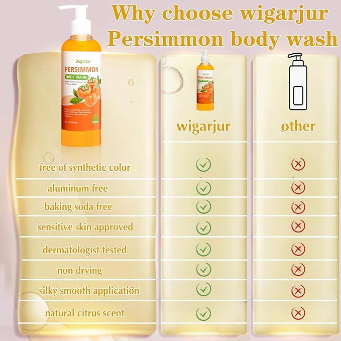 Persimmon Body Wash for Old People Smell, Natural Deodorant Bar Soap for Strong Odor Smelly Feet Remove, Cleansing Body Deodorizing with Persimmon & Green Tea Extracts
