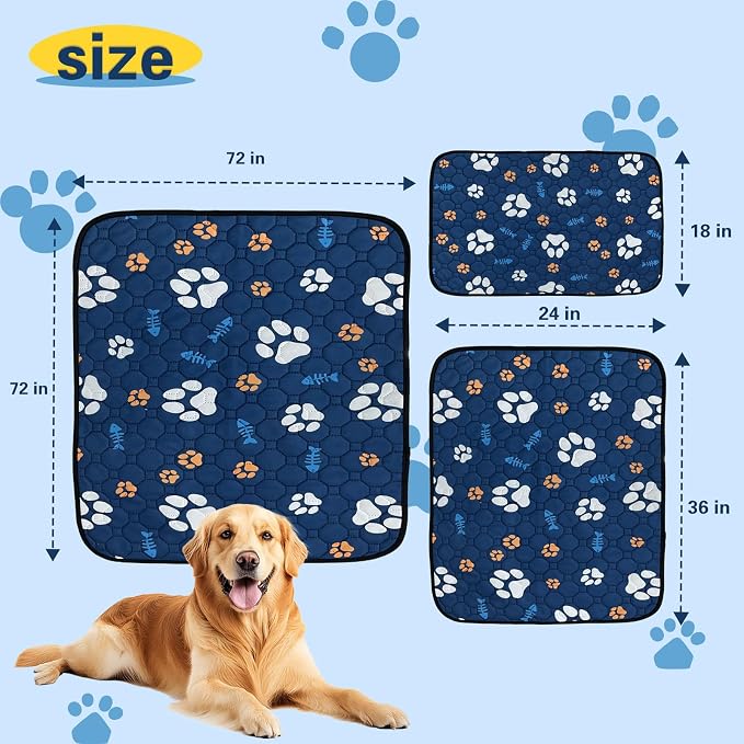Washable Dog Pee Pads, Waterproof Training Mat,Large | Size:72x72inch(1 Pack),Super Absorbent(Four-Layer Design),Reusable Potty Playpen Mat,Washable Pet Pads,Non-Slip Puppy Pads