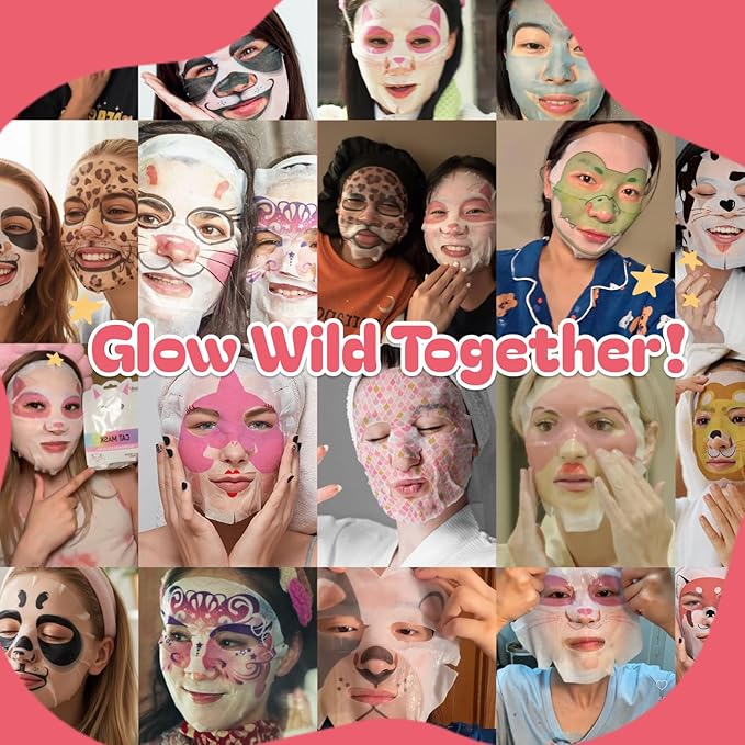 Epielle Character Face Mask Fuzzy Friends 6 Pack, Fun & Effective Korean Skin Care, Spa Party Favors, Easter Basket Stuffers, Birthday Gifts for Women, Self Care Gifts