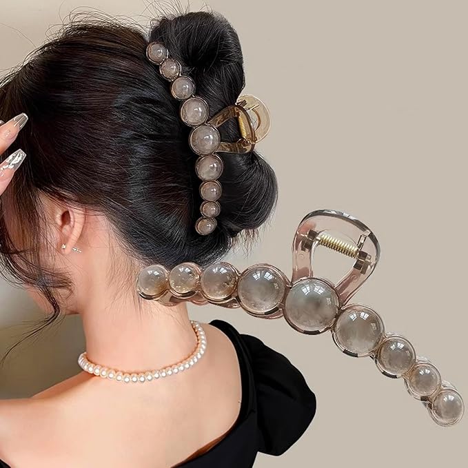 Hair Claw Clips for Women, Large Plastic Vintage Hair Claw Jaw Clip, Non-Slip Strong Hold Elegant Acrylic Ornaments Clasps Styling Clamps Accessories for Lady Thin, Thick Hair (2 Pack)