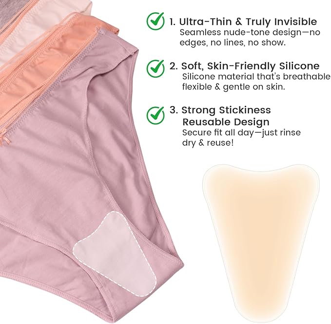 6Pcs Seamless Crotch Smoothing Pad for Leggings Swimsuits, Privacy Protection Insert Reusable Front Modesty Cover for Women