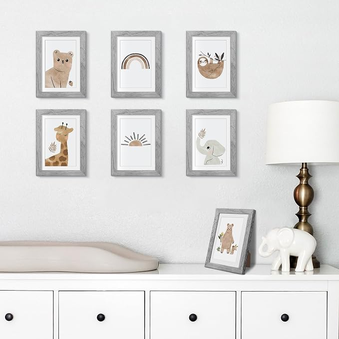 upsimples 5x7 Picture Frame Set of 10, Display Pictures 4x6 with Mat or 5x7 Without, Multi Photo Frames Collage for Wall or Tabletop Display, Gray | Small Frame Fit 4x6 and 5 x 7 Photos, Wall or Tabletop Display, For Gallery Hallway Living Room, For Ch...