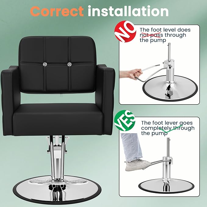Salon Chair for Hair Stylist, Barber Hair Salon Styling Chair, Stylist Chairs with Hydraulic Pump, 360 Degrees Swivel, High-Density Foam & PU Leather for Beauty Braiding Chairs, Black