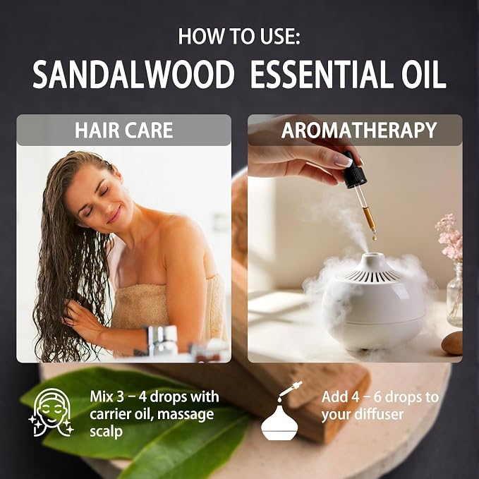 Sandalwood Essential Oil - Sandalwood Oil for Diffuser, 16 Fl Oz(480ml) | Candle Making, Soap Making, aroma, Strong Scent, Pure, Natural, Home Fragrance, Massage, Large Bottle, Yoga
