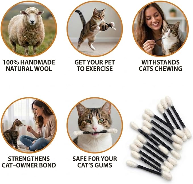 Glaciart One Swabs Cat Toys with Catnip - 6 Pk | Durable for Chew, Cute Cat Toys Interactive Kitty for Boredom, Exercise, & Play | Filled w/Organic Catnip for Anxiety & as Digestive Aid | Gift Idea