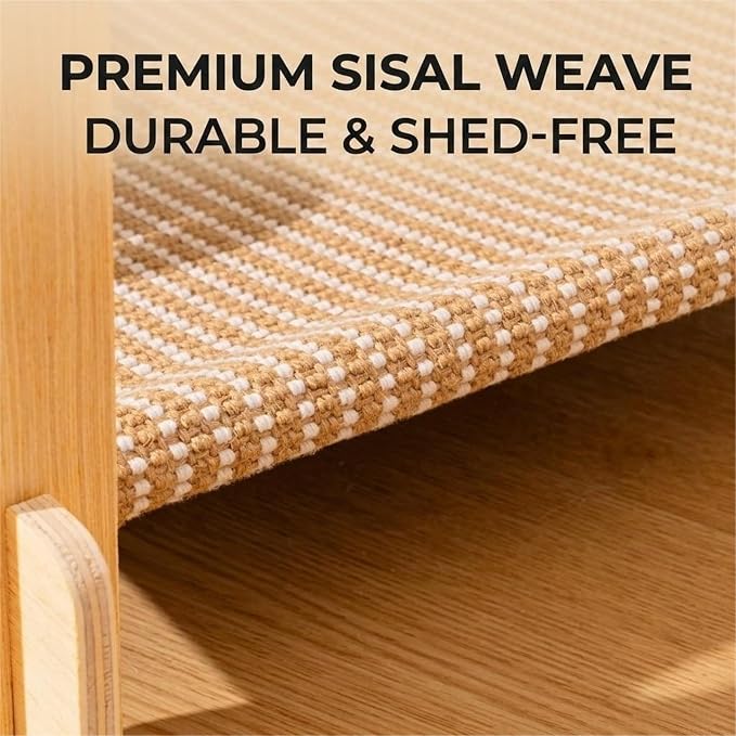 2-Tier Solid Wood Cat Scratcher Bed - Heavy Duty Cat Bunk Bed & Elevated Sisal Hammock for Indoor Cats, Sturdy Anti-Tipping Cat Furniture, Fits Large Cats up to 30+ lbs