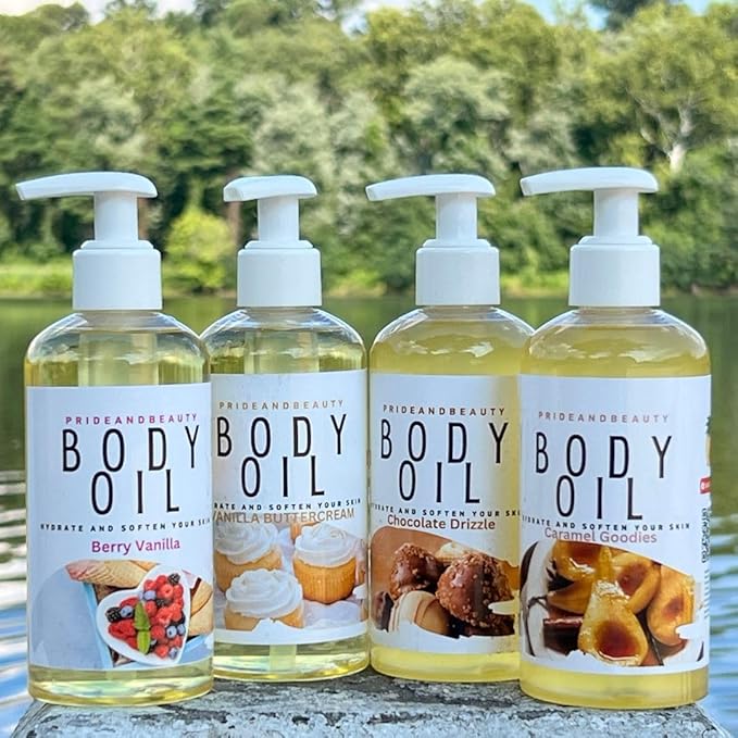 PrideandBeauty After Shower Oil. Skin Hydrating Oil. Body Oil Scented. Body Oils For Women Dry Skin. (Amber Vanilla)