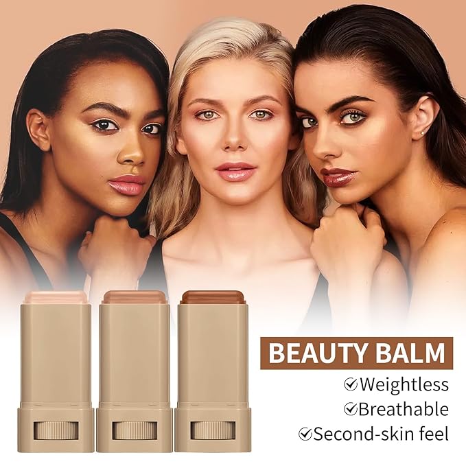 Tinted Solid Serum Foundation Stick – Skin Color | Lightweight Buildable Coverage, Natural Finish, 20g Travel-Friendly Makeup Stick for All Skin Types (Dark Brown Shade)