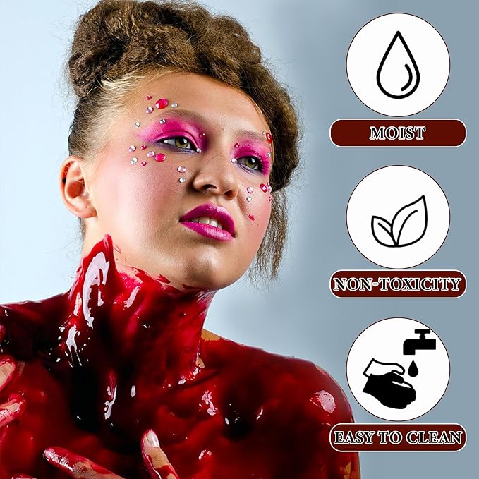 Fake Blood Spray,Fake Blood Splatter Washable Halloween Makeup Fake Blood SFX Makeup Realistic Blood for Halloween Clothes Party Cosplay Costumes Wounds