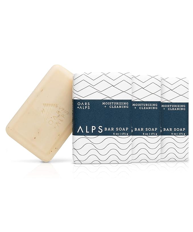 Oars + Alps Moisturizing Men's Bar Soap, Dermatologist Tested and Made with Clean Ingredients, Travel Size, 3 Pack, 6 Oz Each