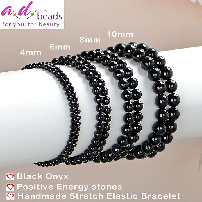 AD Beads Handmade Gemstone Stretch Elastic Bracelet Crystal Healing Reiki Nature's Beauty and Spiritual Essence Unisex