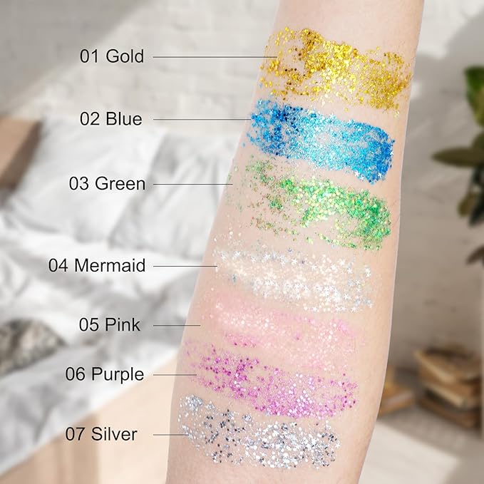 Blue Hair Glitter Stick - Chunky Sequins Face Glitter for Carnival, Rave & Concerts, Waterproof Body Glitter Makeup for Kids & Women, Festival Accessories