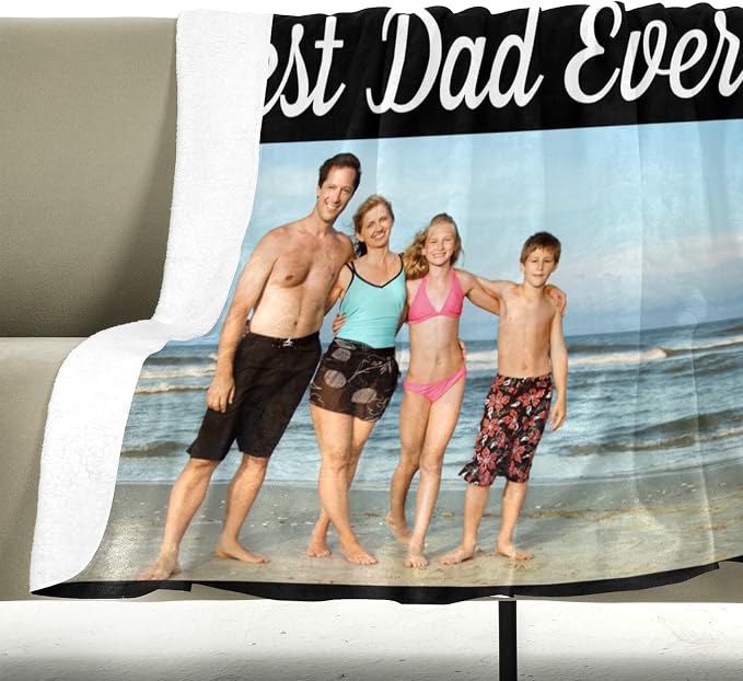 inkArts Custom Blanket with Photo, Personalized Blanket, Customized Photo Blankets, Customizable Picture Blankets, Personalized Fathers Day Blanket Gifts for Dad Baby Kid Family