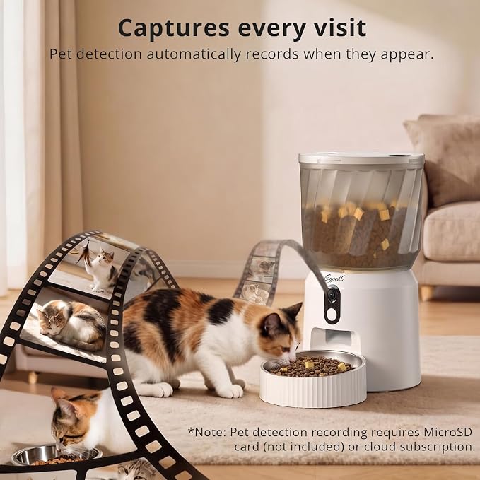 Automatic Cat Feeder with Camera, 2K WiFi Pet Feeder, 4L | Two-Way Talk, Night Vision, 5G & 2.4G Dual-Band WiFi, Custom Portion Control, Low Food Alerts, Call Pet Sound, Easy to Clean
