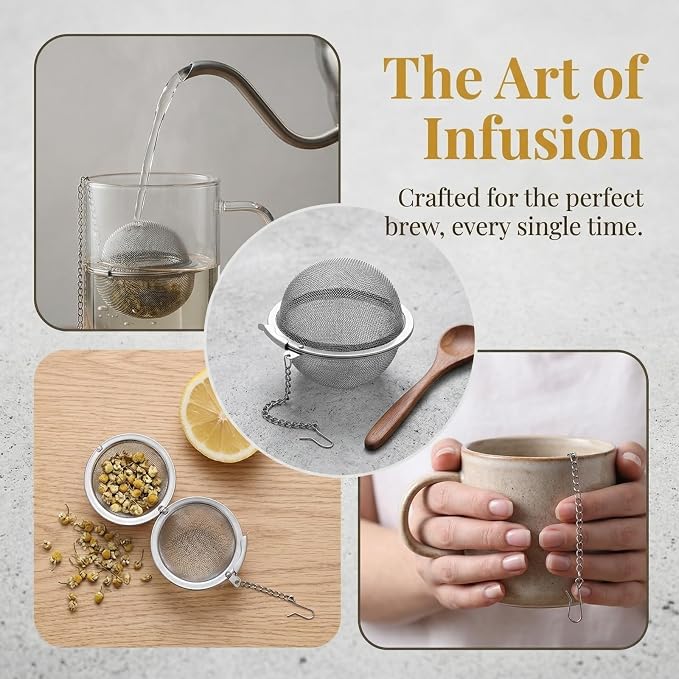 8Pcs Tea Infuser for Loose Leaf Tea, 304 Stainless Steel Tea Ball with Extra-Fine Mesh, Reusable Tea Strainer for Mug & Teapot, Tea Diffuser for Herbal Tea & Spices