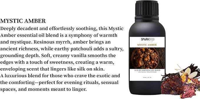 Luxury Essential Oil Blend Therapeutic Grade Aromatherapy Oil for Diffuser, Massage, Spa & Relaxation | Stress Relief & Wellness Gift Ready Packaging 1Fl Oz (Mystic Amber)