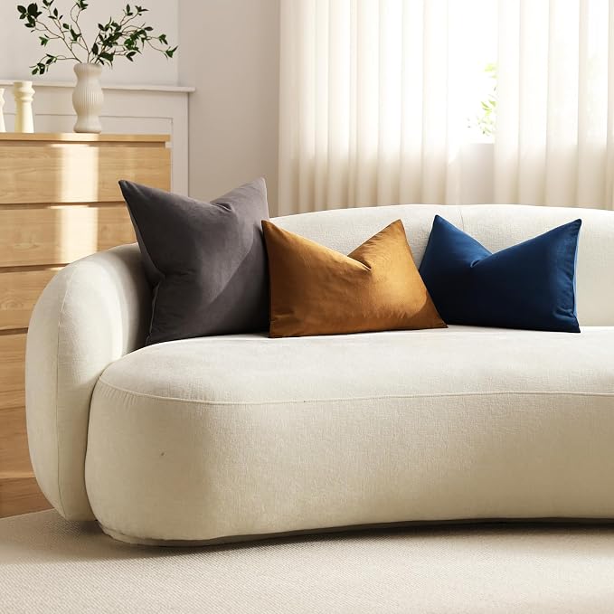 Euro Sham Covers 26x26 Dark-Grey: Pack of 2 Cozy Soft Velvet Square Modern Luxury Decorative Throw Pillow Cases for Sofa Couch Living Room Bed Home Decor