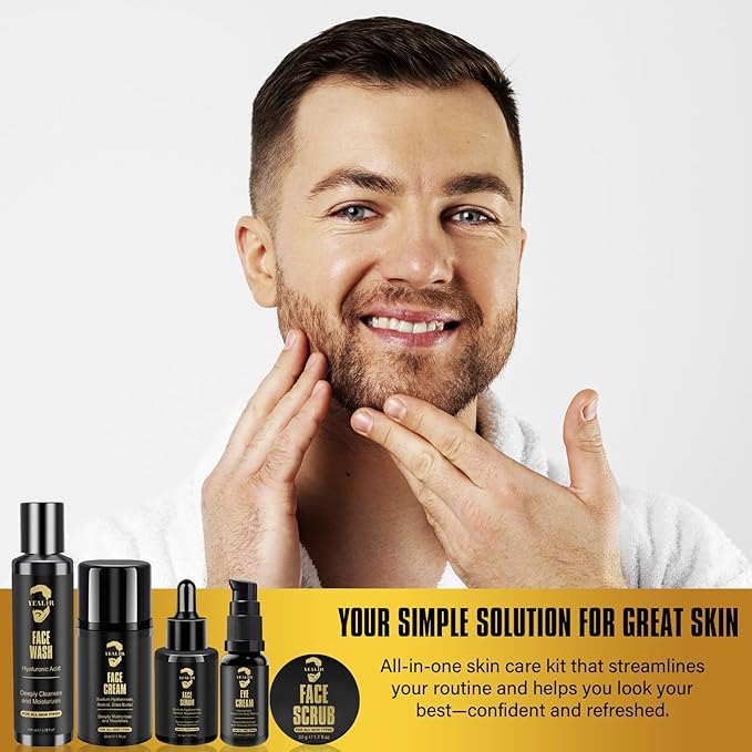 Gifts for Men, Mens Anti-Aging Skin Care Kit - Retinol & Hyaluronic Acid Facial Care Set for Wrinkle Reduction, Deep Hydration & Firming | All Skin Types | Daily Routine for Men