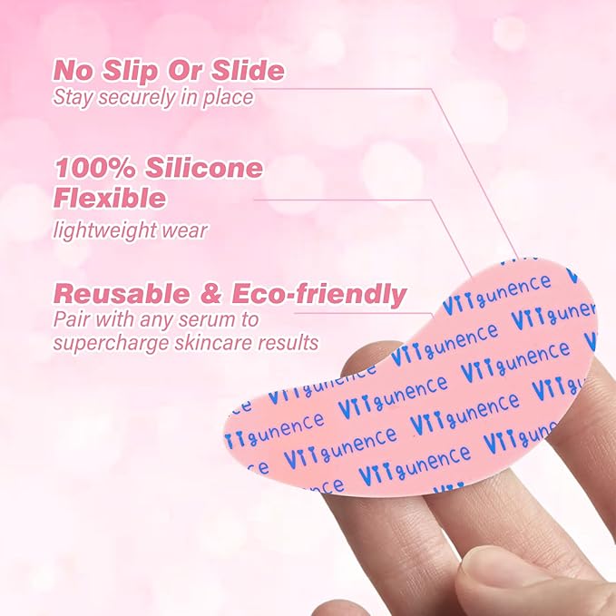 Reusable Eye and Smile Line Patches, Silicone Under Eye Patches and Nasolabial Folds Patches, Silicone Wrinkle Patches for Fine Lines & Dark Circles with Metal Applicator, Visible Metal Case