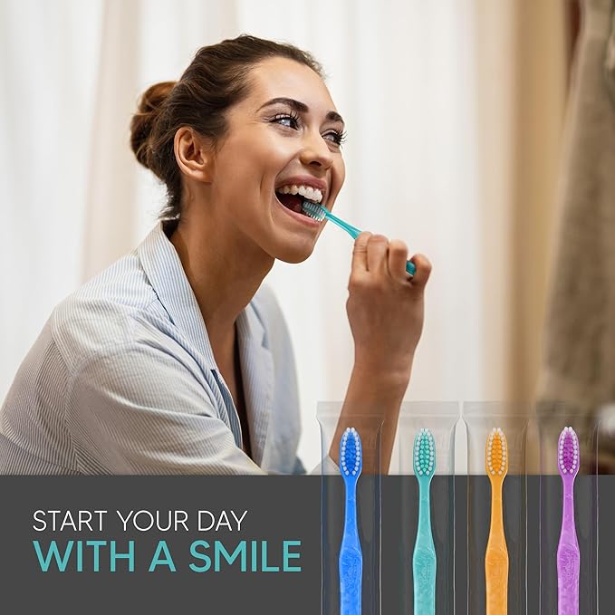 Pruvade 100 Pack Disposable Toothbrushes with Toothpaste Built in | Premium Quality Prepasted Toothbrushes Individually Wrapped - Waterless Toothbrush Soft Bristles for Work, Camping, Travel, Hotel