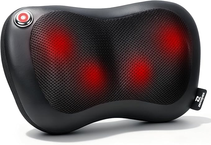 Zenopax Shiatsu Back and Neck Massager with Heat, 3D Deep Tissue Kneading, Cordless Rechargeable Electric Massage Pillow for Muscle Pain Relief, Use at Home, Car, Office, Gifts for Men Women