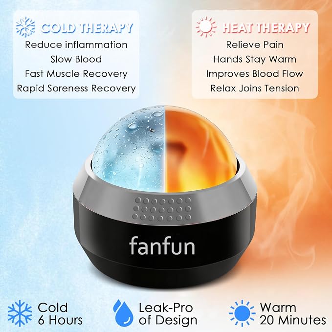 Massage Ice Roller Ball - Cold & Heat Therapy Roller for Deep Tissue Massage Pain Relief, Plantar Fasciitis Roller (Black & Gray)