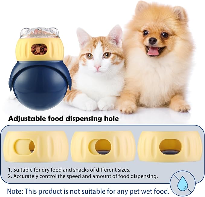 Cat Treat Puzzle Feeder with Adjustable Dispensing Hole, Kitten Interactive Treat Dispenser Toy Slow Feeder Cat Bowl for Mental Enrichment to Prevent Boredom & Bloating for Kitty and Puppy