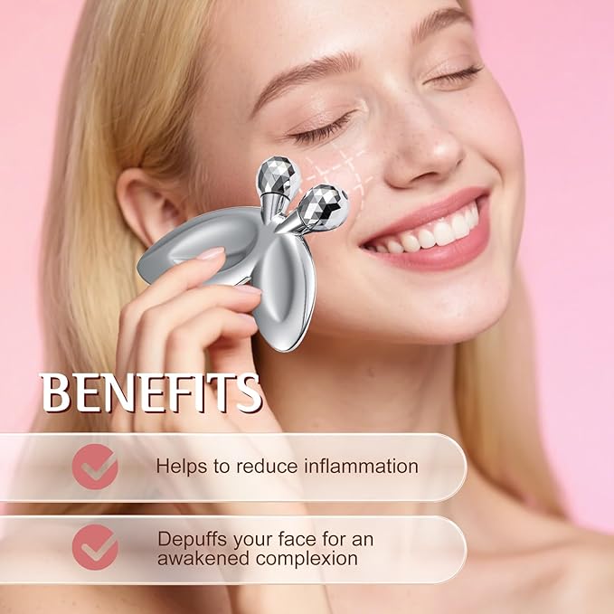 erdnretl Gua Sha Facial Tools and Face Roller Set, Stainless Steel Facial Sculpting Eyes Roller Guasha for Face, Chin & Jawline Sculpting,Skin Care (Stainless Steel)