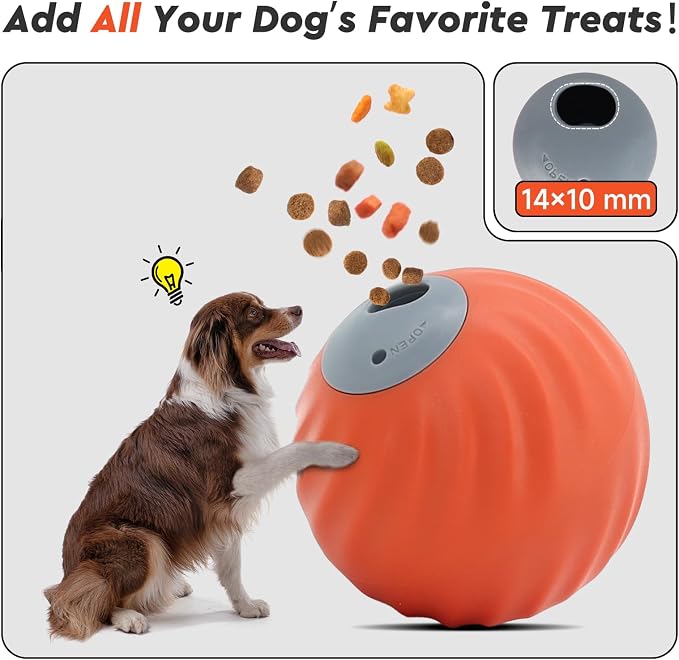 Interactive Dog Toys – Treat Dispensing Puzzle Ball, Food Dispenser Slow Feeder, Enrichment Toy to Keep Dogs Busy, Durable Dog Ball with Knitted Covers for Small Medium Dogs （Orange）