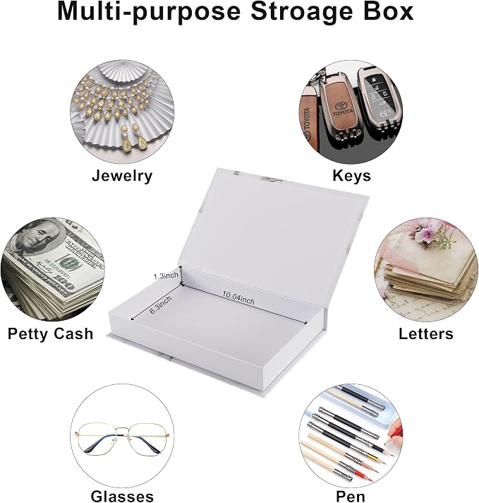 Home Decorative Faux Book Boxes: Set of 3 for Entry Table, Coffee Table, Bookshelf Decor With Magnetic Closure
