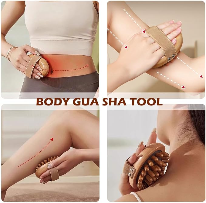 Fascia Massage Blaster Tool for Cellulite, Meridian Massage, Muscle Knots, Trigger Points, Cellulite Massager Tool for Body Tension Relief Promote Lymphatic Circulation Wood