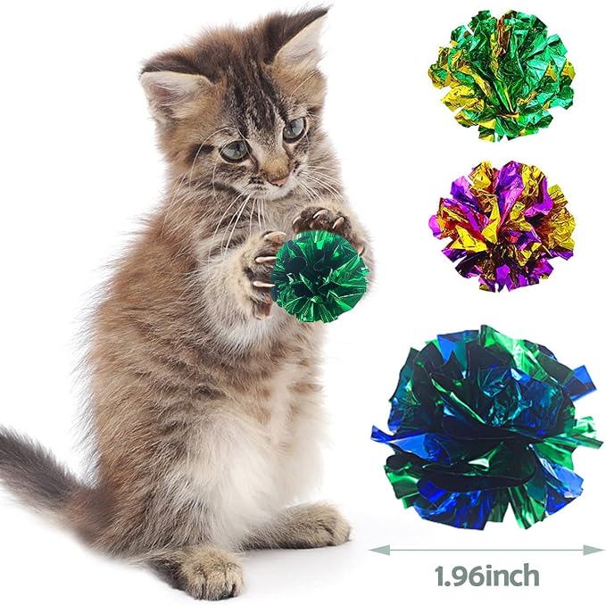 PET SHOW 20 Pack Cat Toy Crinkle Balls 2.5inch for Indoor Cats Kittens