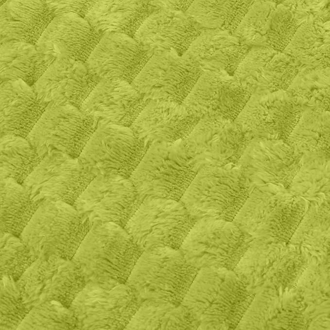 Vessia Flannel Fleece Throw Blanket(50x70 inch), 3D Jacquard Green Fuzzy and Warm Blanket for Couch,Sofa,Bed,Chair, 300GSM Super Soft Touch Cozy Lightweight Throw for All-Season Home Decor