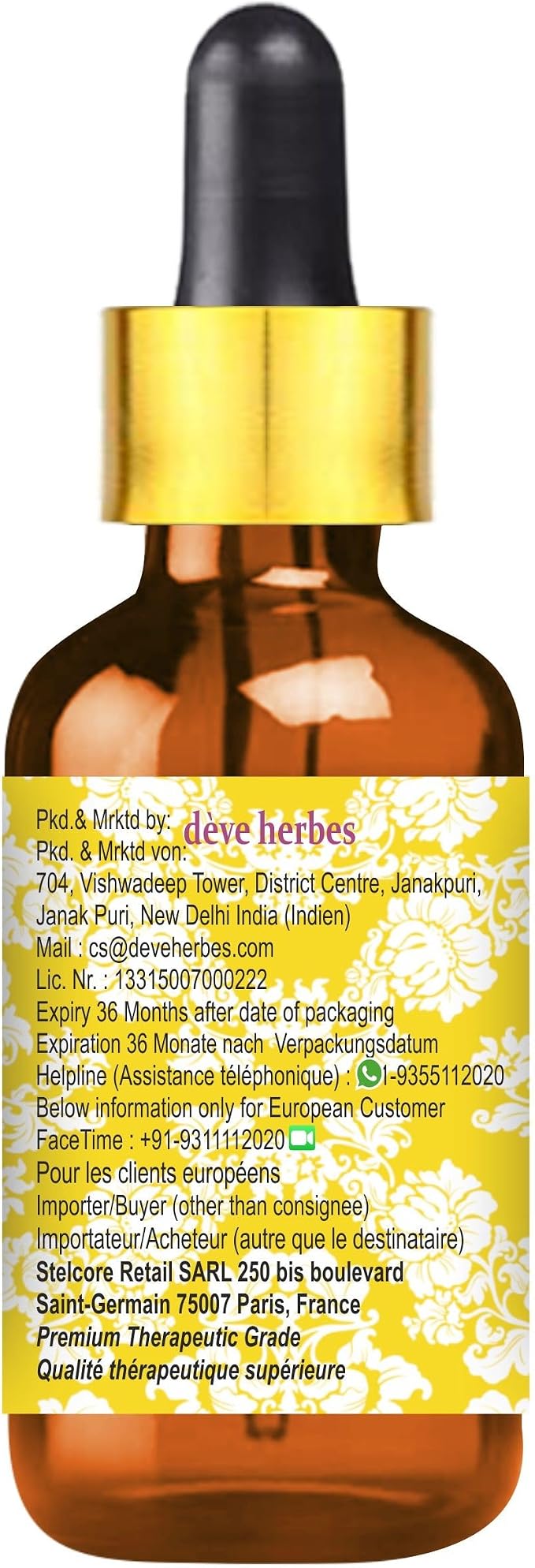 Deve Herbes Pure Zadoria Essential Oil with Glass Dropper 10ml (0.33 oz)