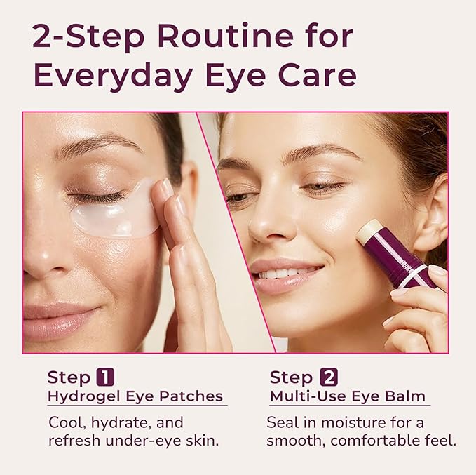 Eye Care Set - Calcium Multi Balm Stick + Under Eye Patches 30 Pairs, Collagen Moisturizing Stick, Nourishing Calcium Volume Balm, Gentle formula, Eye Care & Daily Skincare
