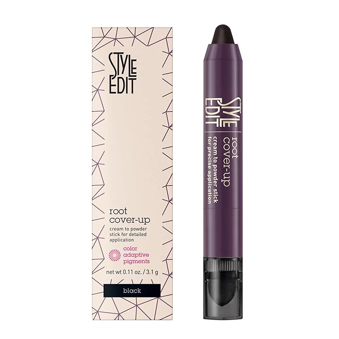 Style Edit Root Touch Up Stick | Temporary Hair Color for Gray Roots and Thinning Hair | Salon-Quality, Transfer-Resistant Hair Concealer | Black, 0.11 oz