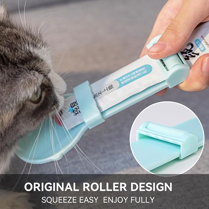 BOWERBIRD 3-in-1 Multi-Function Food Spoon & Can Opener with Squeeze Feeder Tube | Feeding Spoon for Wet Food, Cat Treats & Supplements | Cat Strip Feeder for Easy Lickable Treats (2PCS)