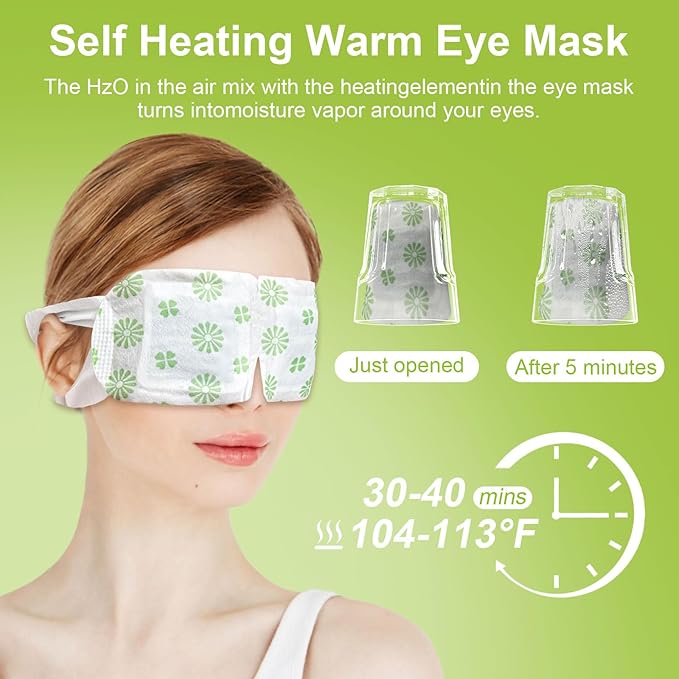 20PCS Steam Eye Masks - Mugwort Heated Eye Mask Self Heating for Eyes, Disposable Warming Eye Mask for Sleep, Wormwood Scent Eye Steam Mask for Spa/Travel, Stress Relif & Relaxation Gifts for Women