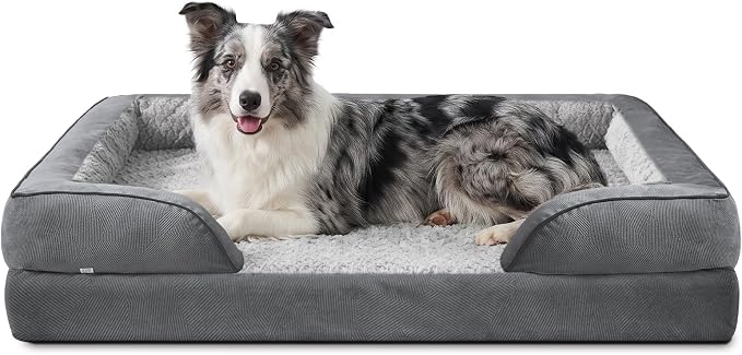 L Plus Orthopedic Dog Bed for Large Dogs, Washable Dog Sofa with Egg-Crate Foam, Waterproof Lining and Non-Skid Bottom