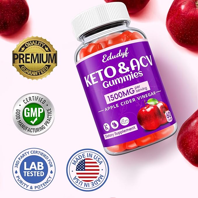 Keto Acv Gummies,Organic Apple Cider Vinegar Gummies,Keto Gummies,Gut Health for Women,Probiotics for Digestive Health,Metabolism,GMO Free & Vegan - 120 Count
