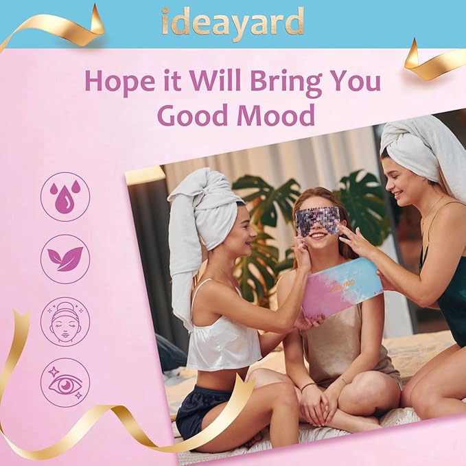ideayard Crystal Eye Mask, Cooling Sleep Mask 100% Amethyst, Jade Stone Eye Mask for Hot & Cold Anti Aging Therapy, Headache and Migraine Relief