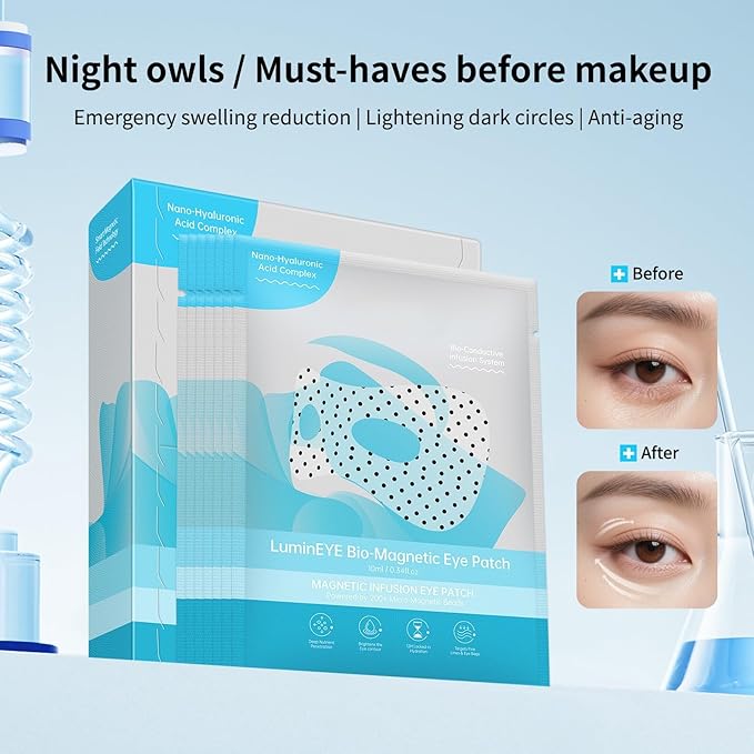 Bio-Magnetic Eye Mask – Hyaluronic Acid & Collagen Eye Patches for Hydrating, Firming & Smoothing – Refreshing Under Eye Treatment for Tired Eyes – 7 Pairs (1PC)