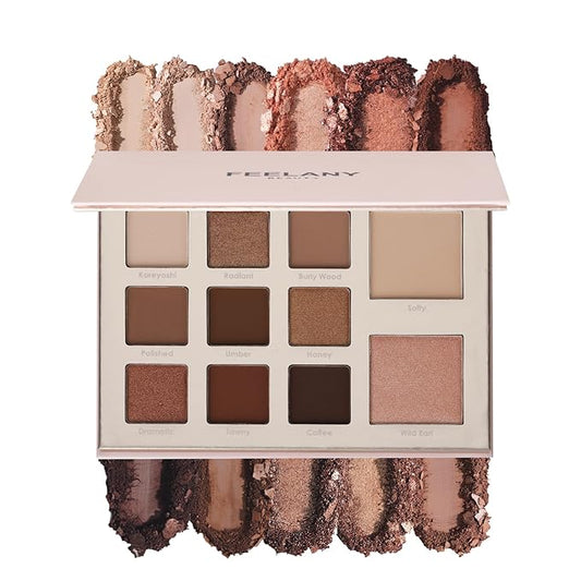 PROFESSIONAL MAKEUP Long Lasting Waterproof Eyeshadow Palette 11 Ultra-pigmented Shimmer & Matte Shades and Naked & Brown Warm Neutral makeup palette with Mirror - Blendable Multi-Purpose
