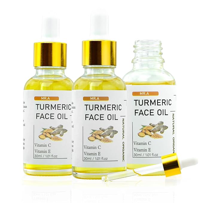 MR.A 3Pack Turmeric Oil, Turmeric oil with Vitamin C for Face Body, Great for Cleanses Skin, Moisturize & Soothing skin, Tumeric Face Oil for All Skin Type